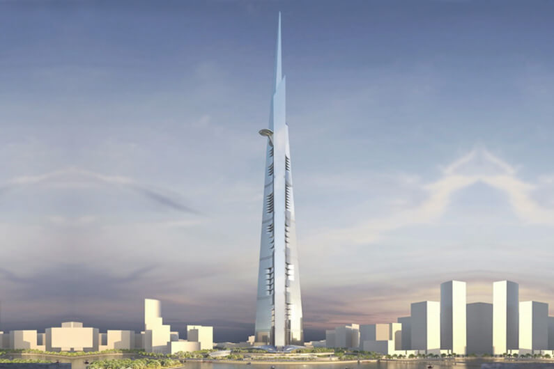 Imagem conceitual de um prédio bem alto para ilustrar que um arranha-céu audacioso de 1 km de altura será o maior do mundo.